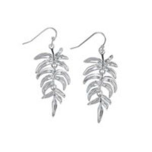 AVON Palm Leaf Dangling Silver Tone Earrings